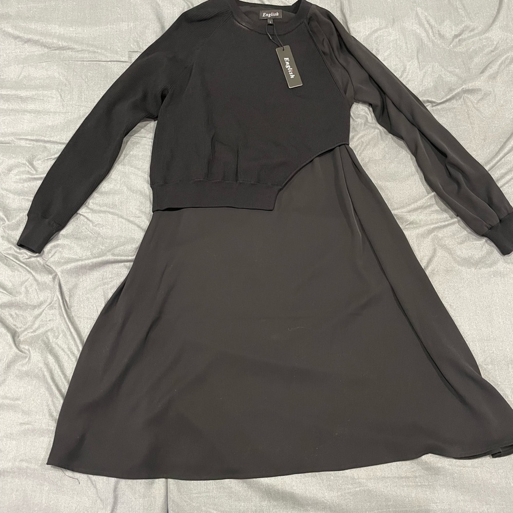 Black dress with half sweater Large